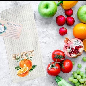 Squeeze the Day Orange Waffle Weave Towel